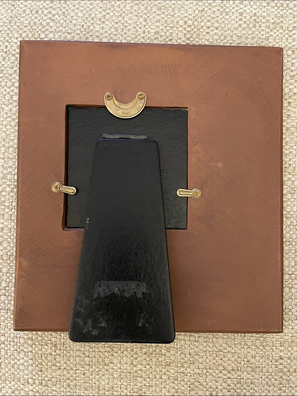 Textured Rustic Square Photo Frame in Brown with Gold Accents